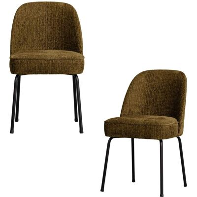 WOOOD Lot de 2 fauteuils de table en velours marron foncé - Publicité WOOOD Lot de 2 fauteuils de table en velours marron foncé - Publicité