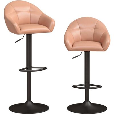 Homcom Lot de 2 tabourets de bar hauteur réglables pivotant 360° métal marron - Publicité Homcom Lot de 2 tabourets de bar hauteur réglables pivotant 360° métal marron - Publicité