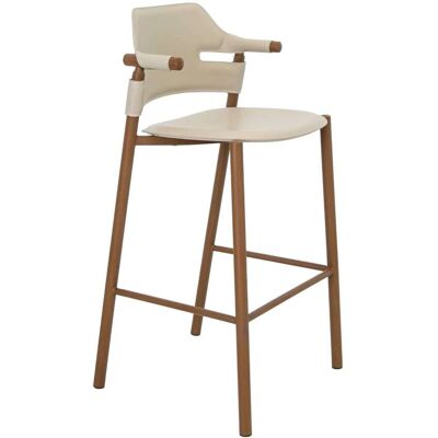 Angel Cerda Tabouret en cuir régénéré couleur sable - Publicité Angel Cerda Tabouret en cuir régénéré couleur sable - Publicité