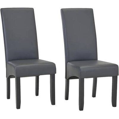 Unique Lot de 2 chaises simili gris - Publicité Unique Lot de 2 chaises simili gris - Publicité