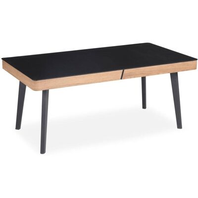 Menzzo Table basse en bois avec plateau en verre noir - Publicité Menzzo Table basse en bois avec plateau en verre noir - Publicité