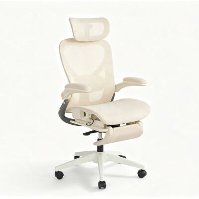 Meubles Cosy Chaise pliable, soutien lombaire, appui-tête 3d & repose-pied, crème - Publicité Meubles Cosy Chaise pliable, soutien lombaire, appui-tête 3d & repose-pied, crème - Publicité