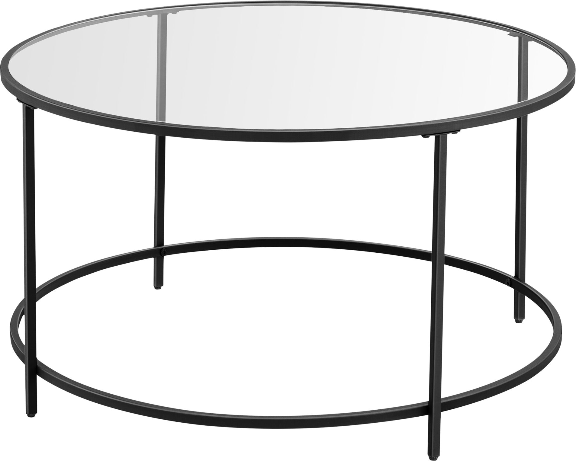 VASAGLE Table basse salon meuble de salon cadre en acier en verre noir