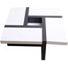 Mobili Rebecca Table basse carreè en MDF noir et blanc