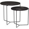 Moloo JULIA-Set de 2 Tables basses rondes gigognes en Manguier noir et métal