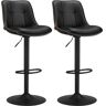 VASAGLE Tabourets de bar lot de 2 polyuréthane acier mousse noir d'encre