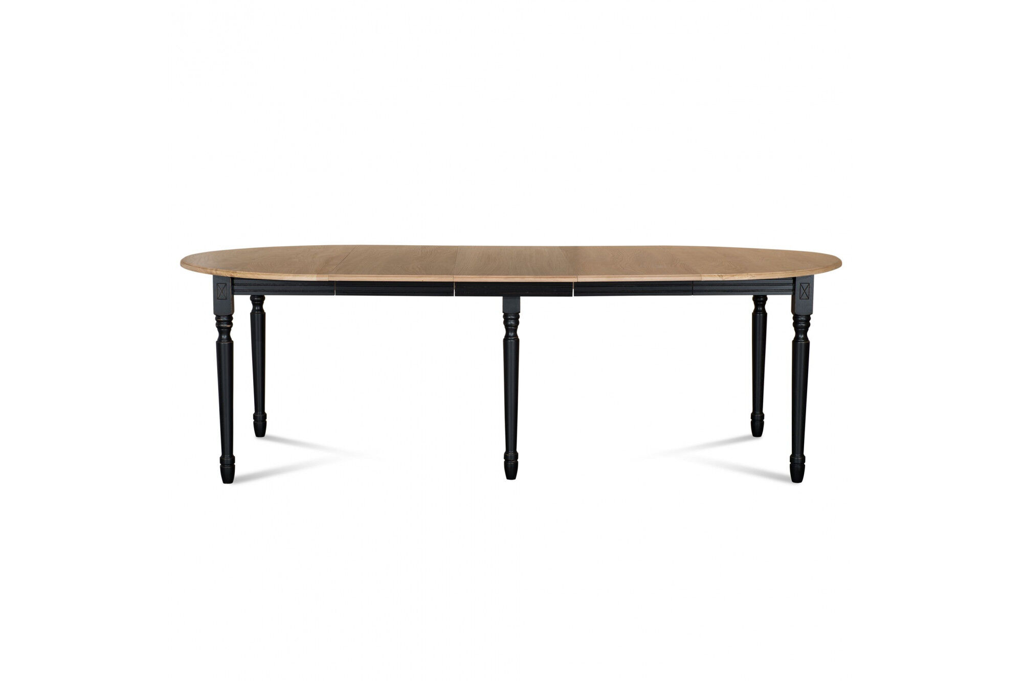Hellin Table ronde en bois 6 pieds tournés D105 + 3 rallonges bois