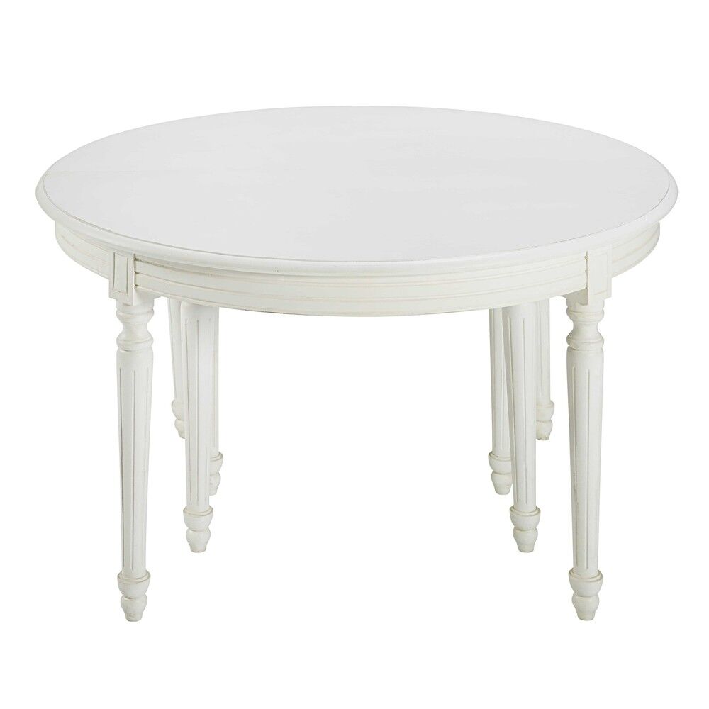 Maisons du Monde Table à manger ronde extensible 4 à 14 personnes en bouleau blanc L120/280