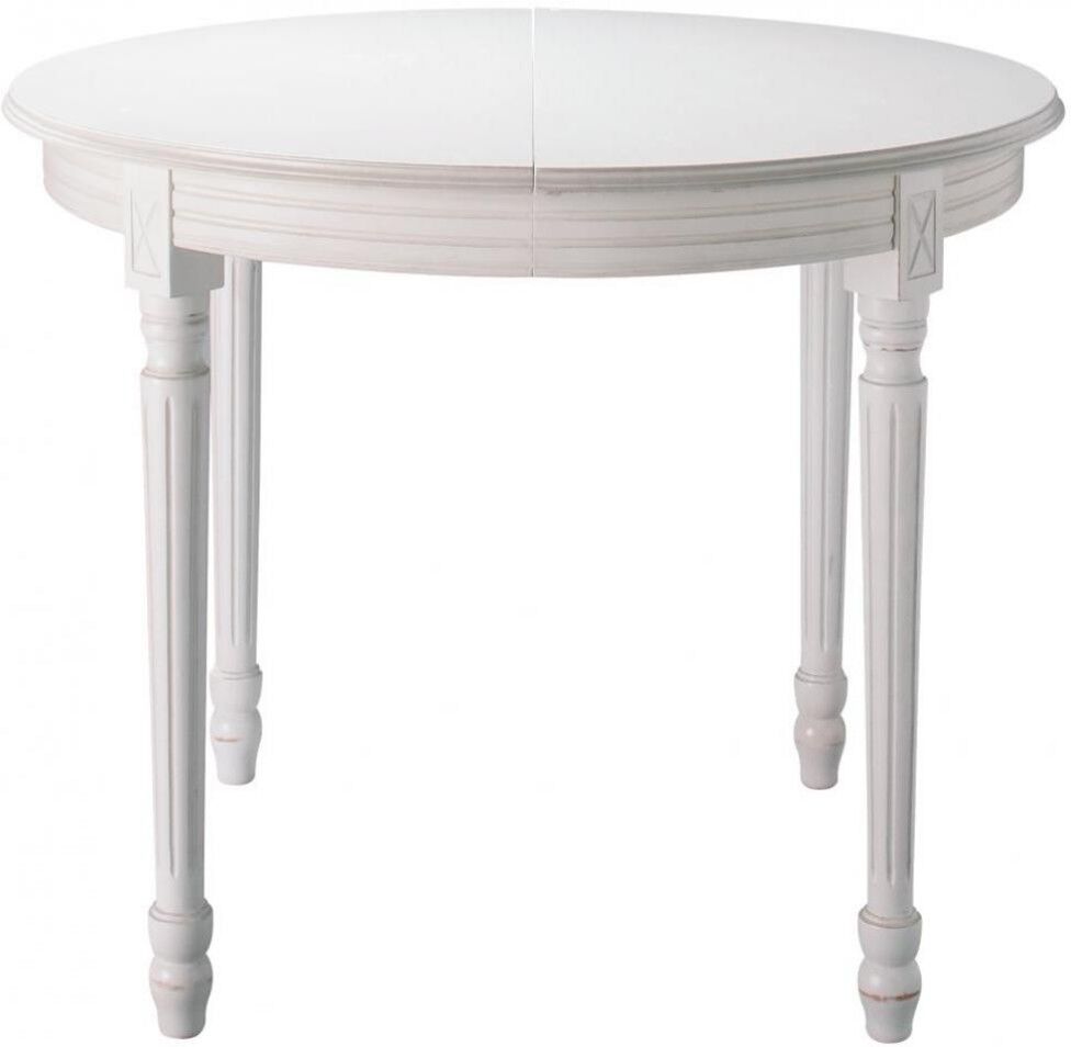 Maisons du Monde Table à manger ronde extensible blanche 4 à 8 personnes L120/200