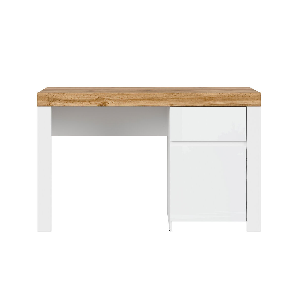 Petits meubles Bureau 1 porte 1 tiroir blanc et naturel