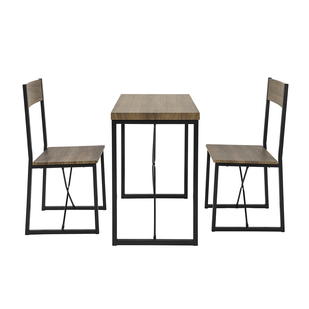 SoBuy Set de 1 table à manger et 2 chaises effet bois et métal noir