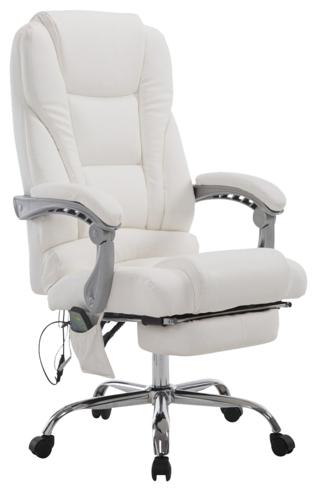 CLP Chaise de bureau massant et réglable en similicuir Blanc