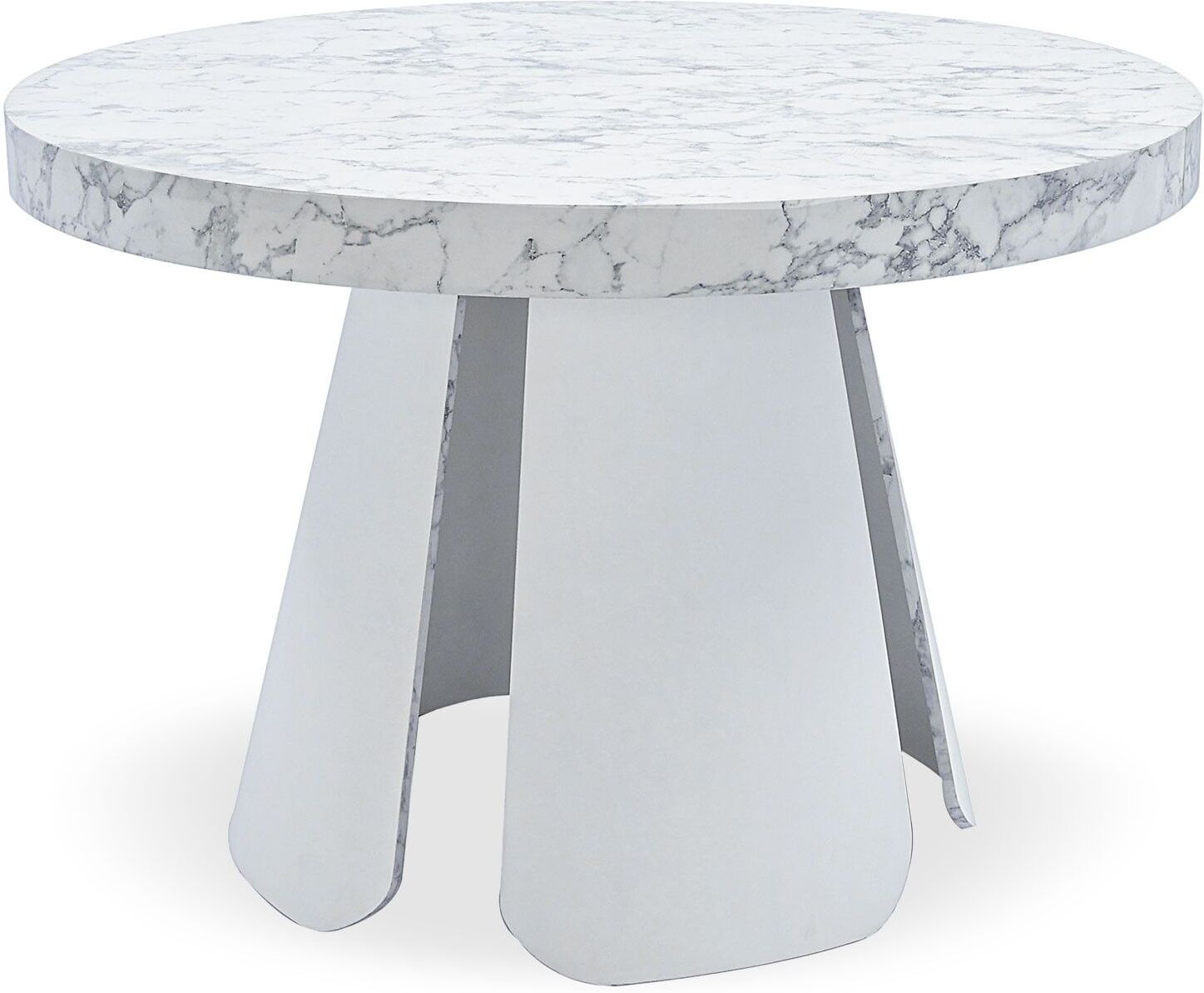 Menzzo Table ronde extensible effet marbre blanc pieds blanc