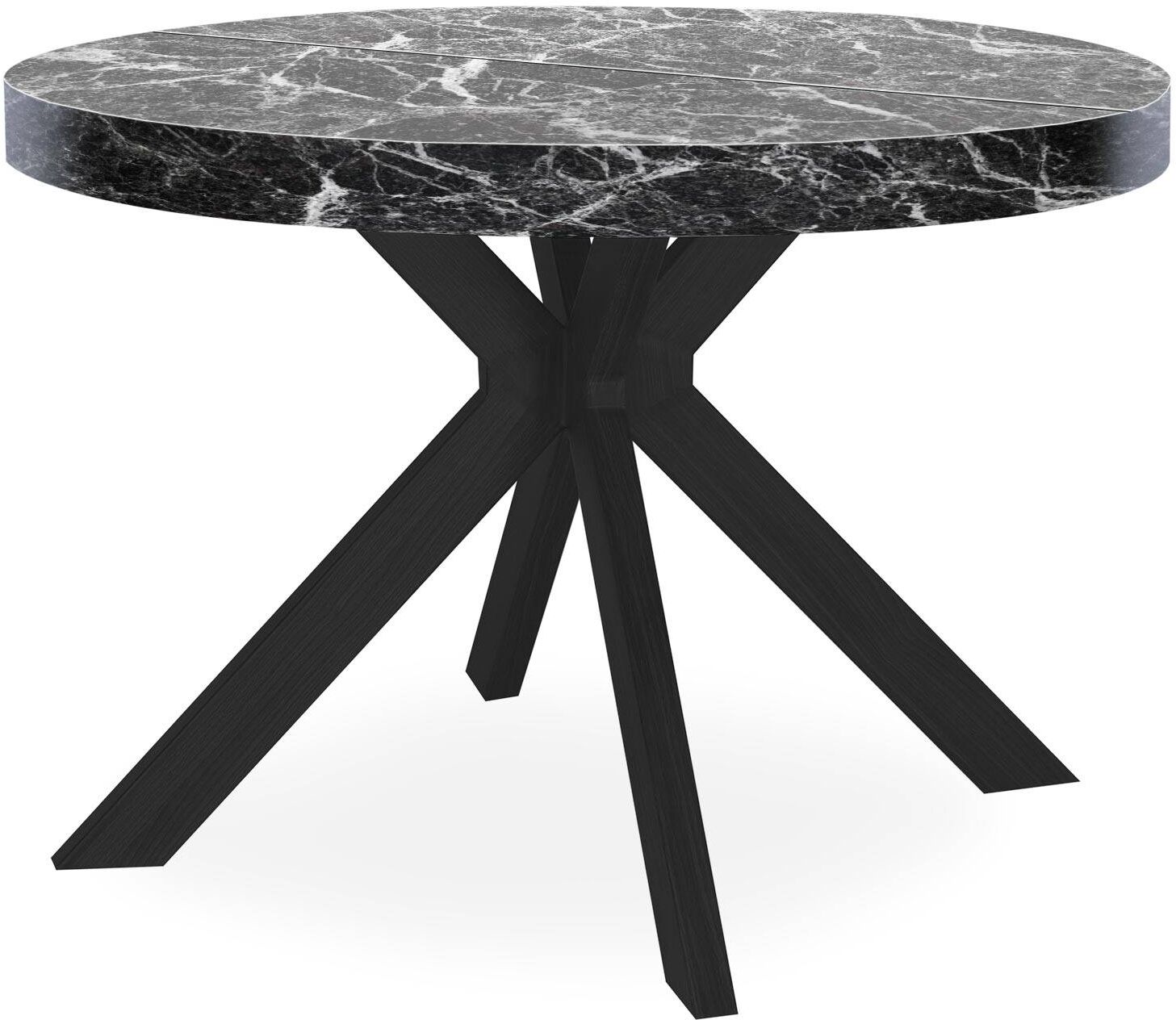 Menzzo Table ronde extensible noir et effet marbre noir