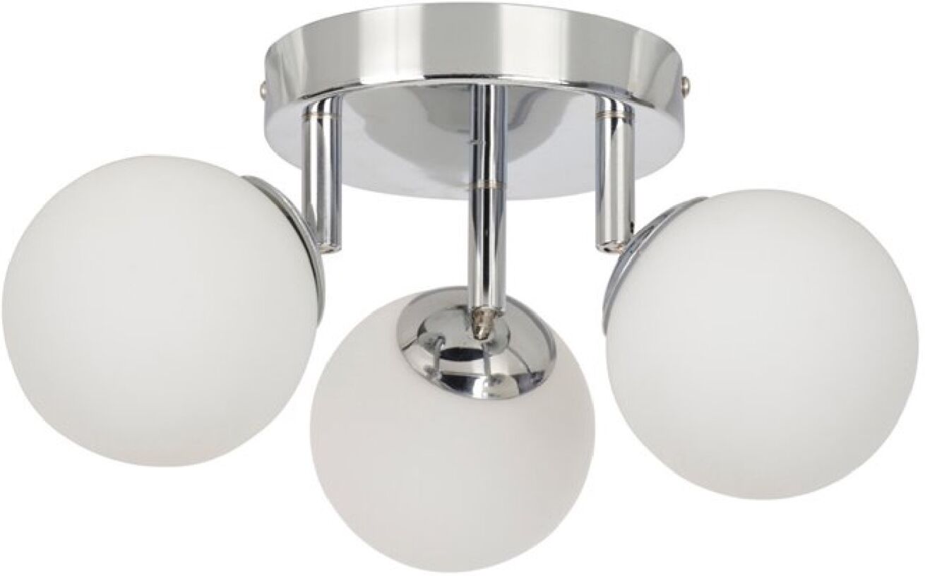 Corep Plafonnier de salle de bain 3 lumières métal et verre l19cm argenté