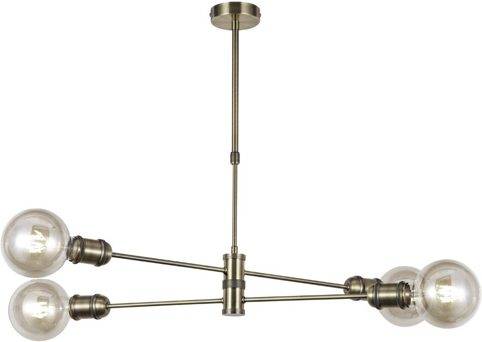 Cristalrecord Suspension dorée antique à 4 lumières métalliques orientables