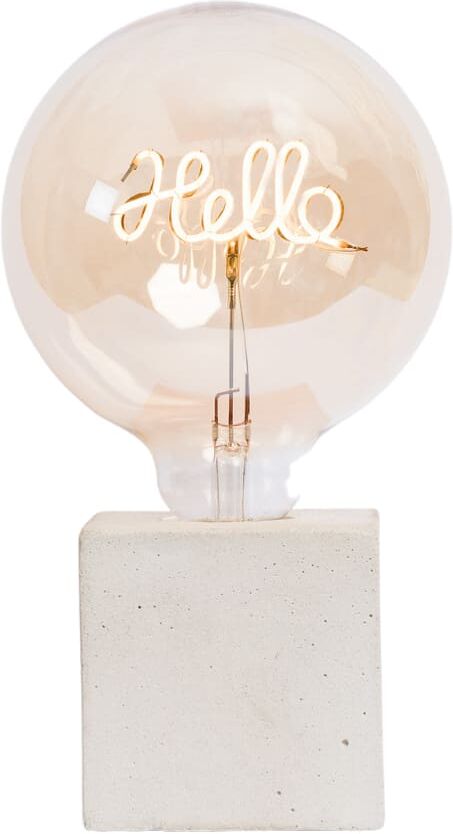 Junny Lampe à poser en béton beige avec son ampoule à message