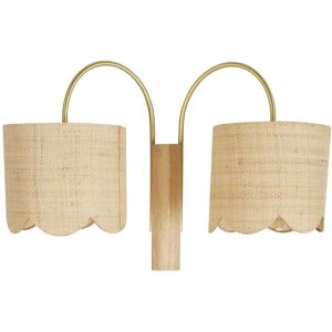 Maisons du Monde Applique murale en bois d'hevea, raphia et metal dore