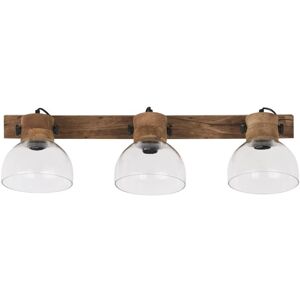 Maisons du Monde Applique rampe en bois de manguier marron 3 abat-jours en verre