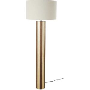 Maisons du Monde Lampadaire en bois d'hevea et acacia bicolore et abat-jour en lin beige H160