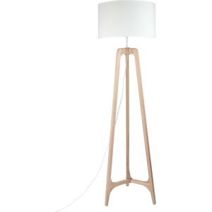 Maisons du Monde Lampadaire trepied en chene et abat-jour blanc H165