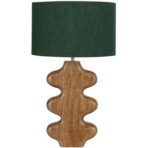 Maisons du Monde Lampe en bois de manguier et abat-jour en coton noir