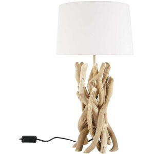 Maisons du Monde Lampe en bois flotte et abat-jour en coton H 55 cm NIRVANA