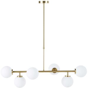 Maisons du Monde Suspension 6 globes en verre opaline et metal dore