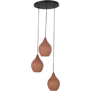 Maisons du Monde Suspension grappe en metal noir 3 abat-jours en terre cuite