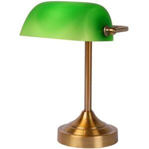 Lucide Lampe de bureau metal et verre vert bronze H30cm