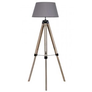 Wadiga Lampadaire trepied bois abat-jour gris fonce H144cm