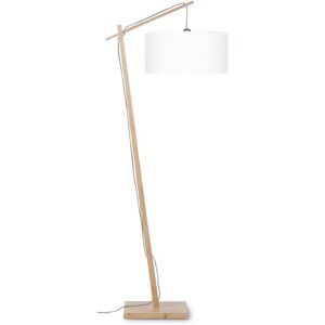 Good & Mojo Lampadaire bambou et lin naturel blanc H176cm