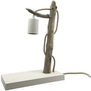 ART Lampe a poser en bois recycle blanc casse