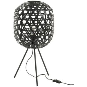 LANADECO Lampe de bureau trepied bambou/metal noir H59,5cm