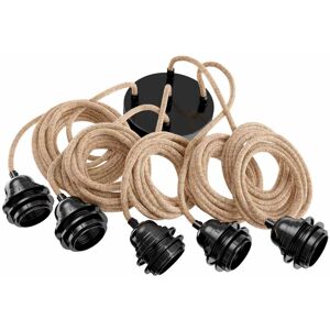 Hoopzi Suspension 5 fils electriques en tissu ficelle 3,5m douille noire