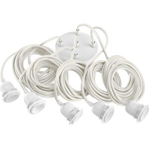 Hoopzi Suspension 5 fils electriques en tissu blanc 3,5m douille blanche