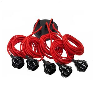 Hoopzi Suspension 5 fils electriques en tissu rouge 3,5m douille noire