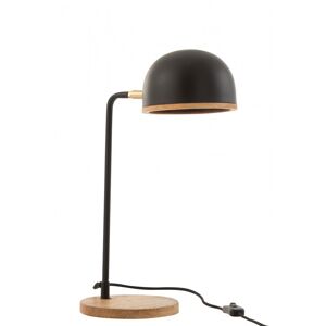 LANADECO Lampe de bureau metal noir bois naturel H48cm
