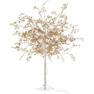 LANADECO Arbre feuilles paillettes led metal or H100cm