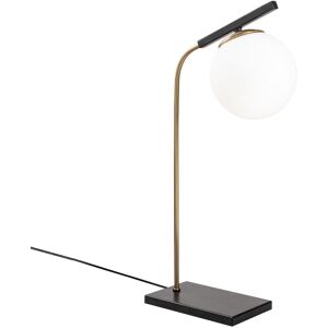 Wonderlamp Lampe de table noire et doree avec abat-jour en verre