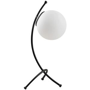 Wonderlamp Lampe de table cuviligne noire et abat-jour en verre elegant