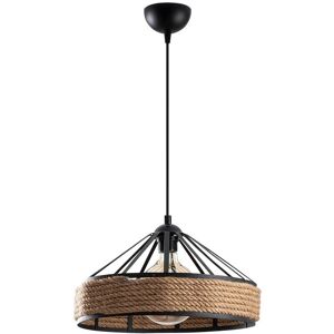 Wonderlamp Suspension noir rustique avec abat-jour en corde