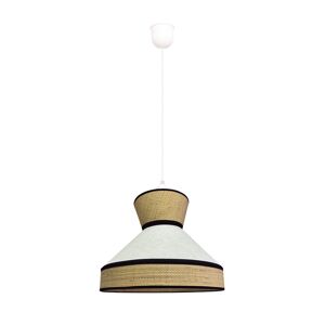 Wonderlamp Suspension naturel avec abat-jour en lin et grille en raphia