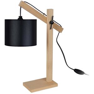 Tosel Lampe de bureau bois naturel et noir