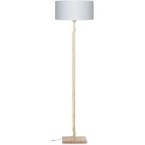 Good & Mojo Lampadaire bambou abat-jour lin gris clair, h. 167cm