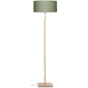 Good & Mojo Lampadaire bambou abat-jour lin vert for t, h. 167cm