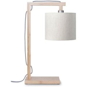 Good & Mojo Lampe de table bambou abat-jour lin lin clair, h. 47cm