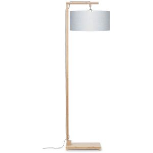 Good & Mojo Lampadaire bambou abat-jour lin gris clair, h. 174cm