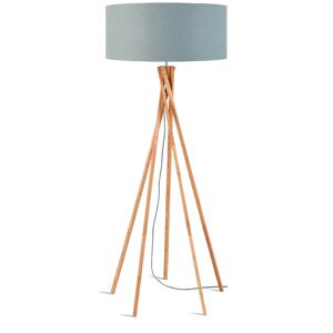 Good & Mojo Lampadaire bambou abat-jour lin gris clair, h. 160cm