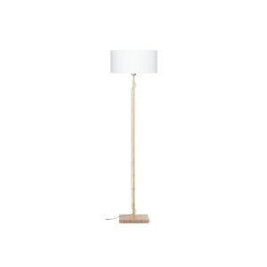 Good & Mojo Lampadaire bambou abat-jour lin blanc, h. 167cm